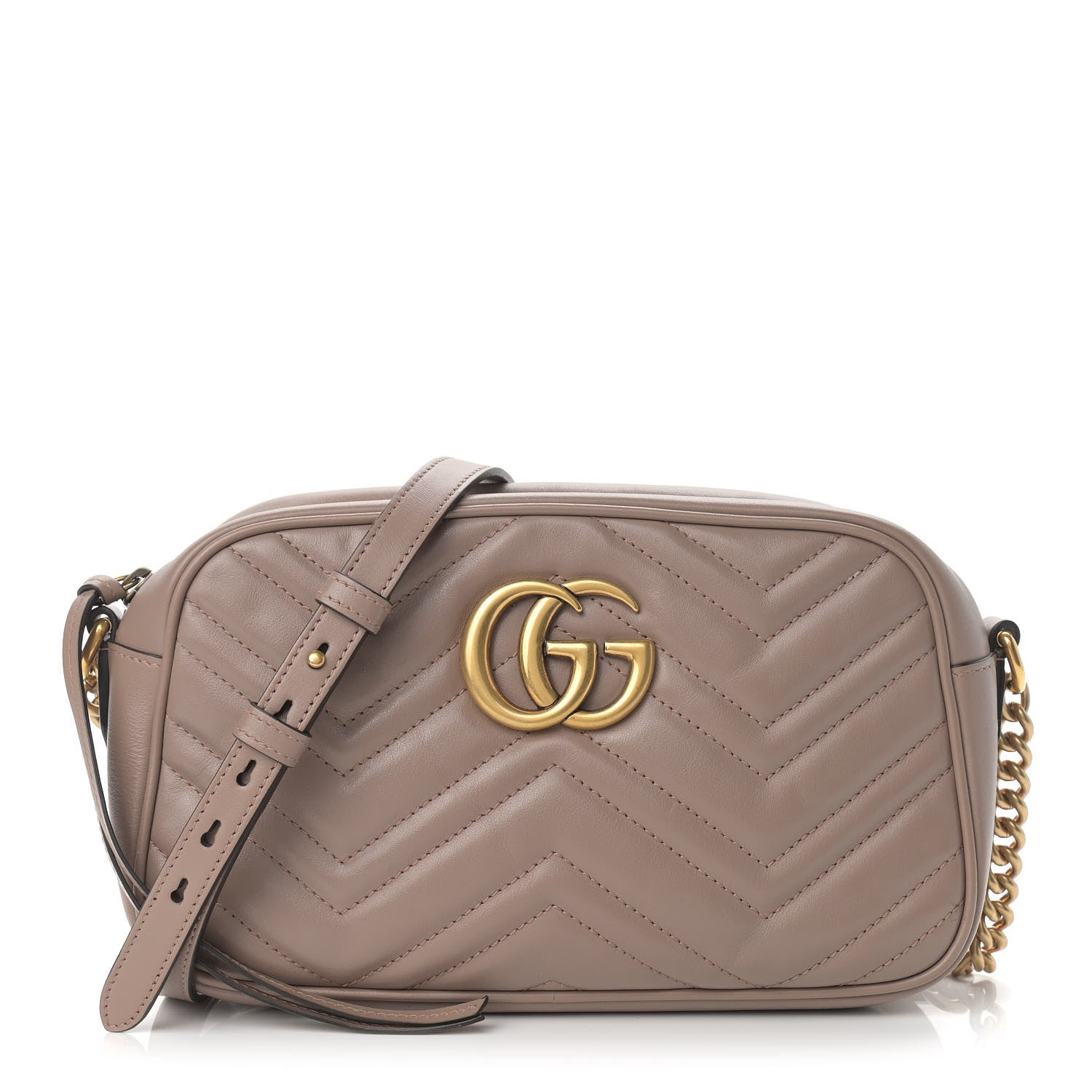 Gucci Calfskin Matelasse Small GG Marmont Chain Shoulder Bag Porcelain Rose 1 of 11