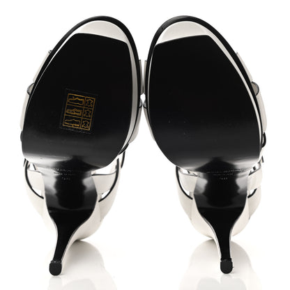 Saint Laurent Calfskin Tribute 105 Platform Sandals 36 White Black 5 of 8