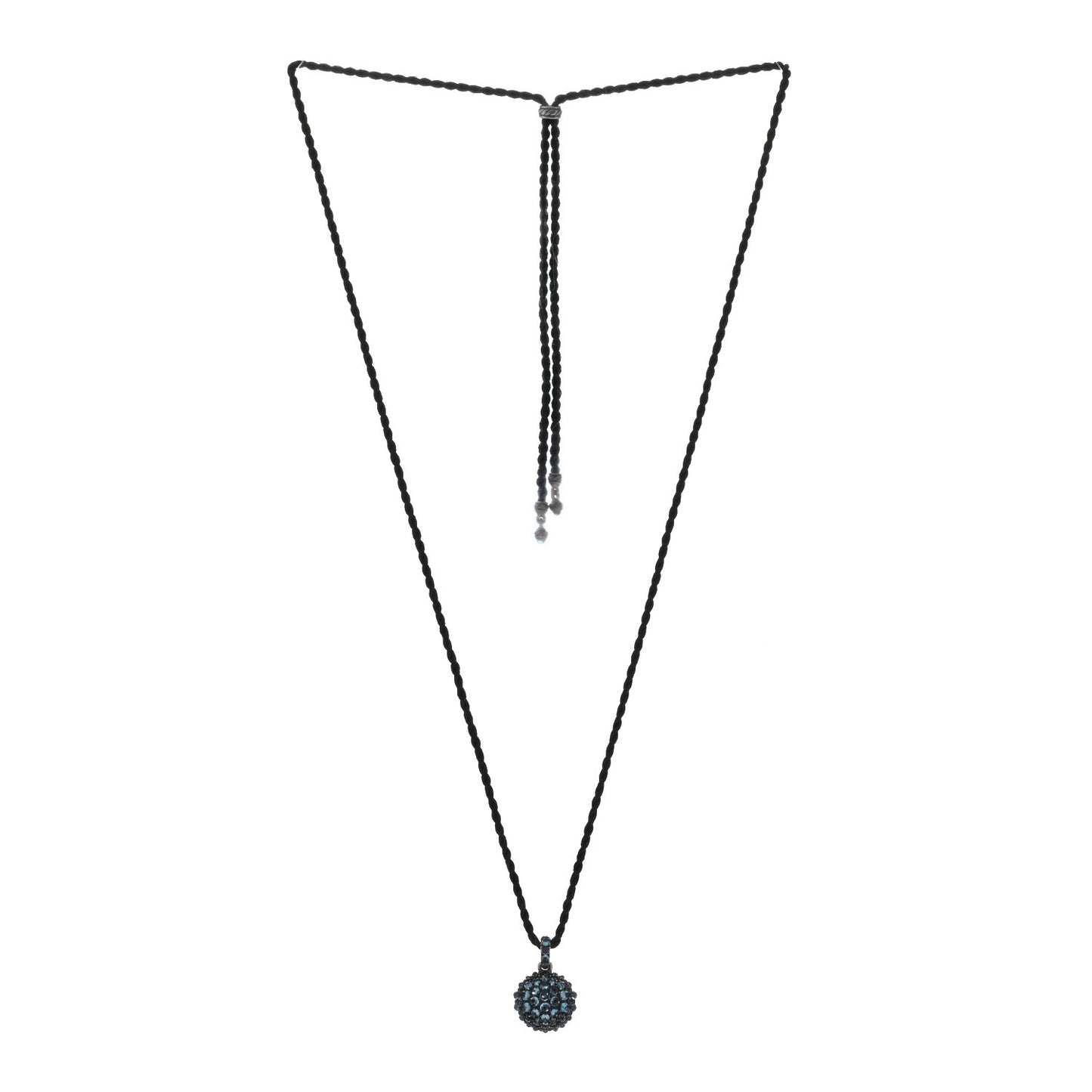 Sterling Silver Blue Topaz Cable Berries Pendant Cord Necklace