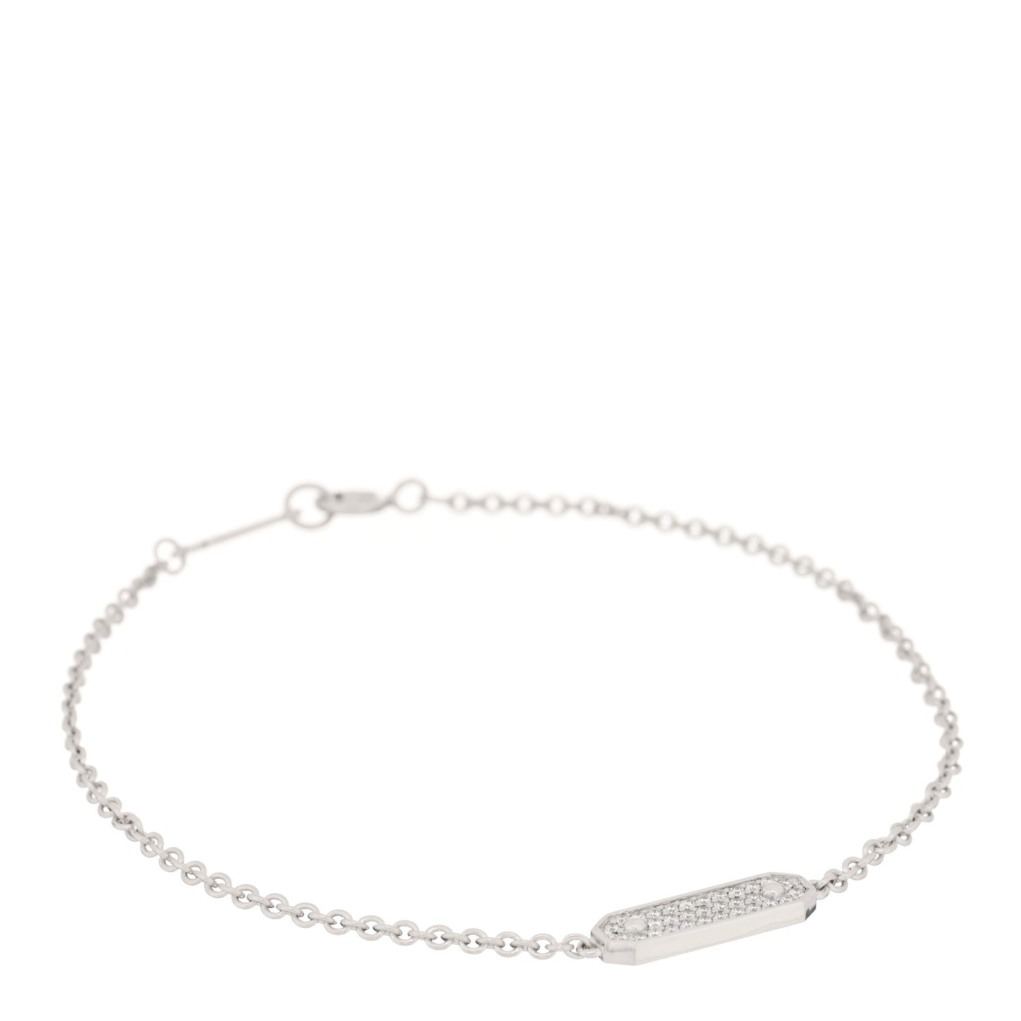 18K White Gold Diamond Tag Chain Bracelet