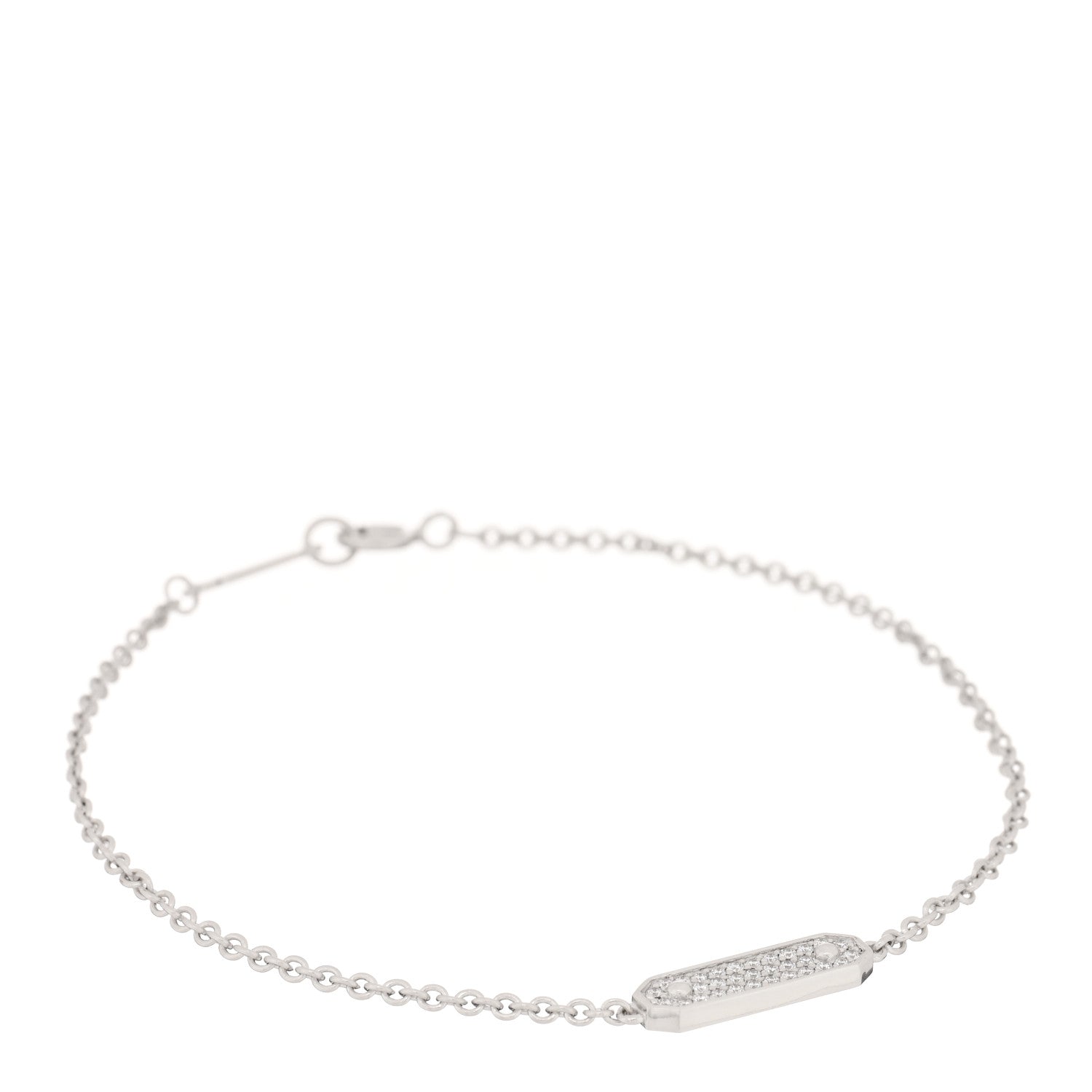 Tiffany 18K White Gold Diamond Tag Chain Bracelet 1 of 4