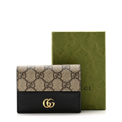 Gucci Dollar Calfskin GG Supreme Monogram GG Marmont Card Case Black Beige Ebony 10 of 10