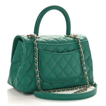 Chanel Caviar Quilted Mini Coco Handle Flap Green 2 of 9