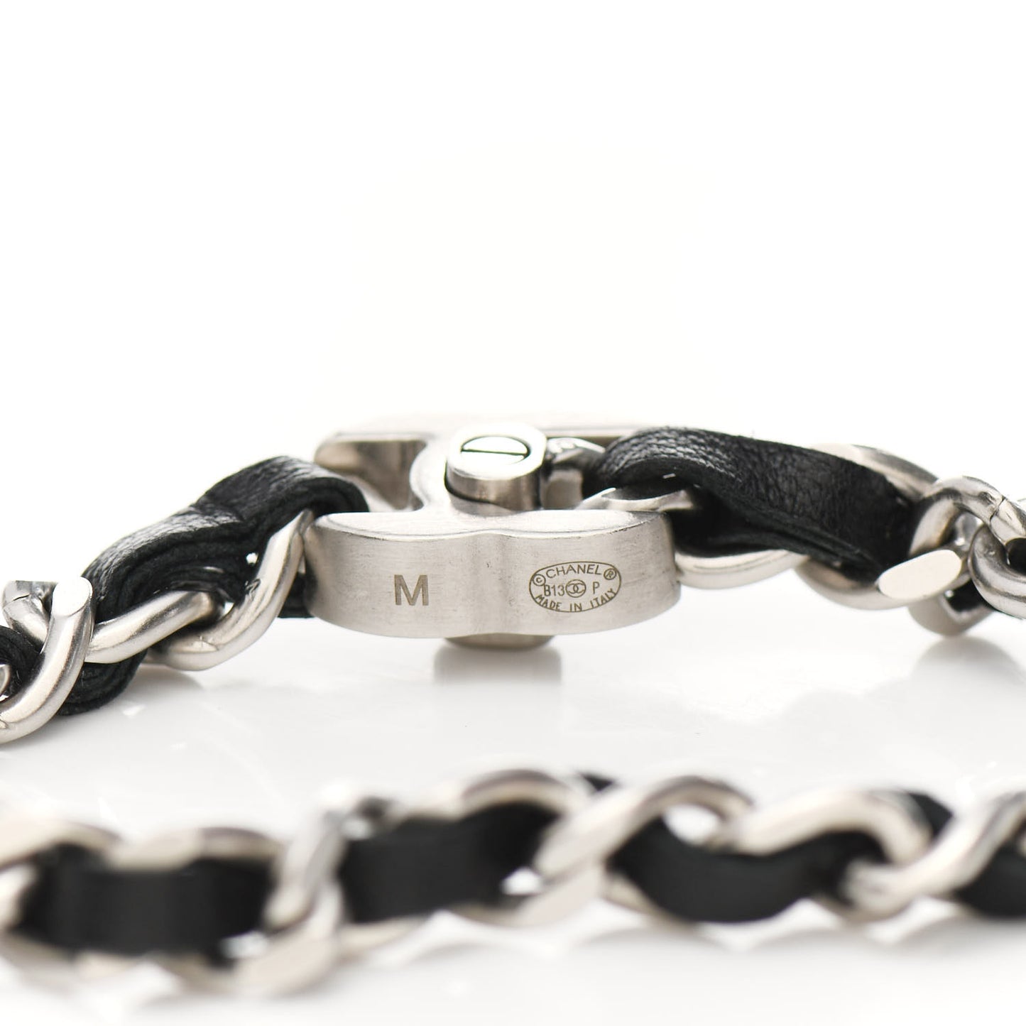 Lambskin CC Turnlock Chain Bracelet M Black