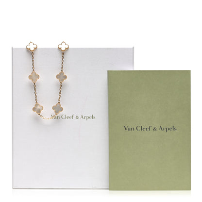 Van Cleef & Arpels 18K Yellow Gold Mother of Pearl 10 Motifs Vintage Alhambra Necklace 6 of 6