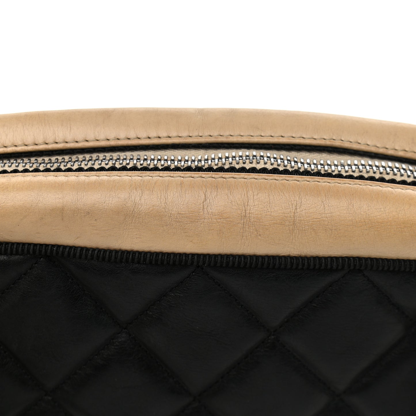 Calfskin Quilted Small Ballerine Camera Case Black Beige