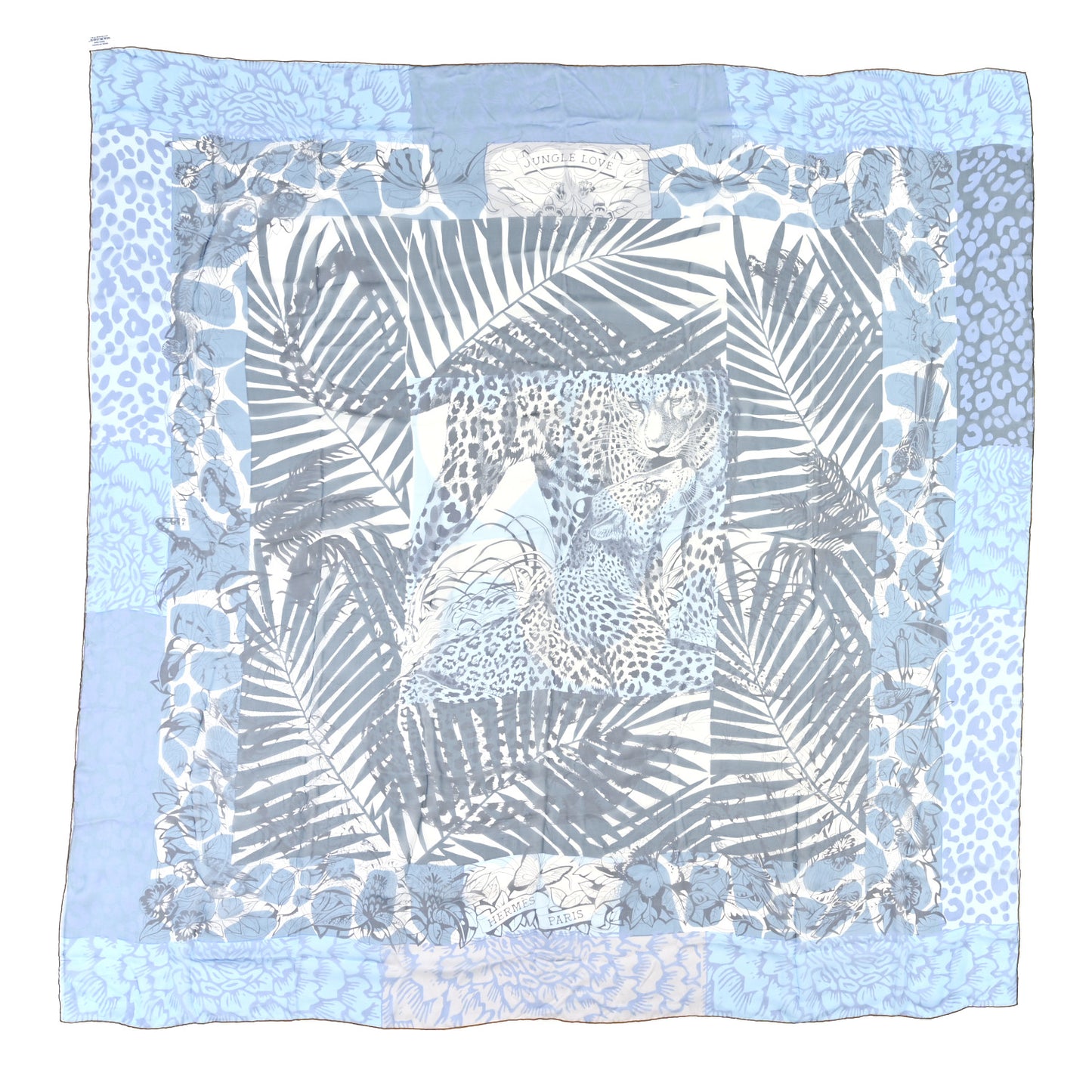 Silk Mousseline Jungle Love au Tampon Scarf 140