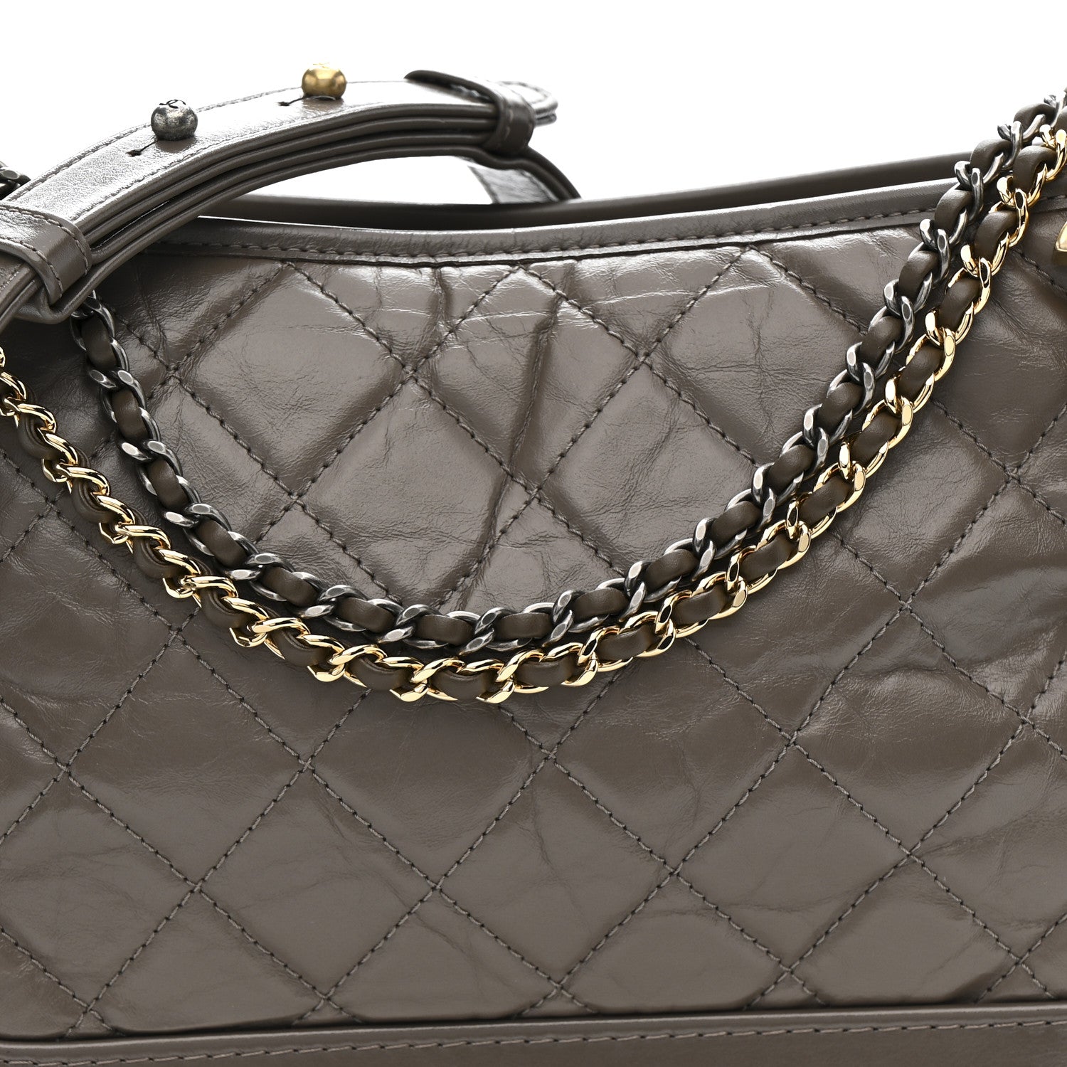 Chanel Aged Calfskin Quilted Medium Gabrielle Hobo Grey 8 of 10