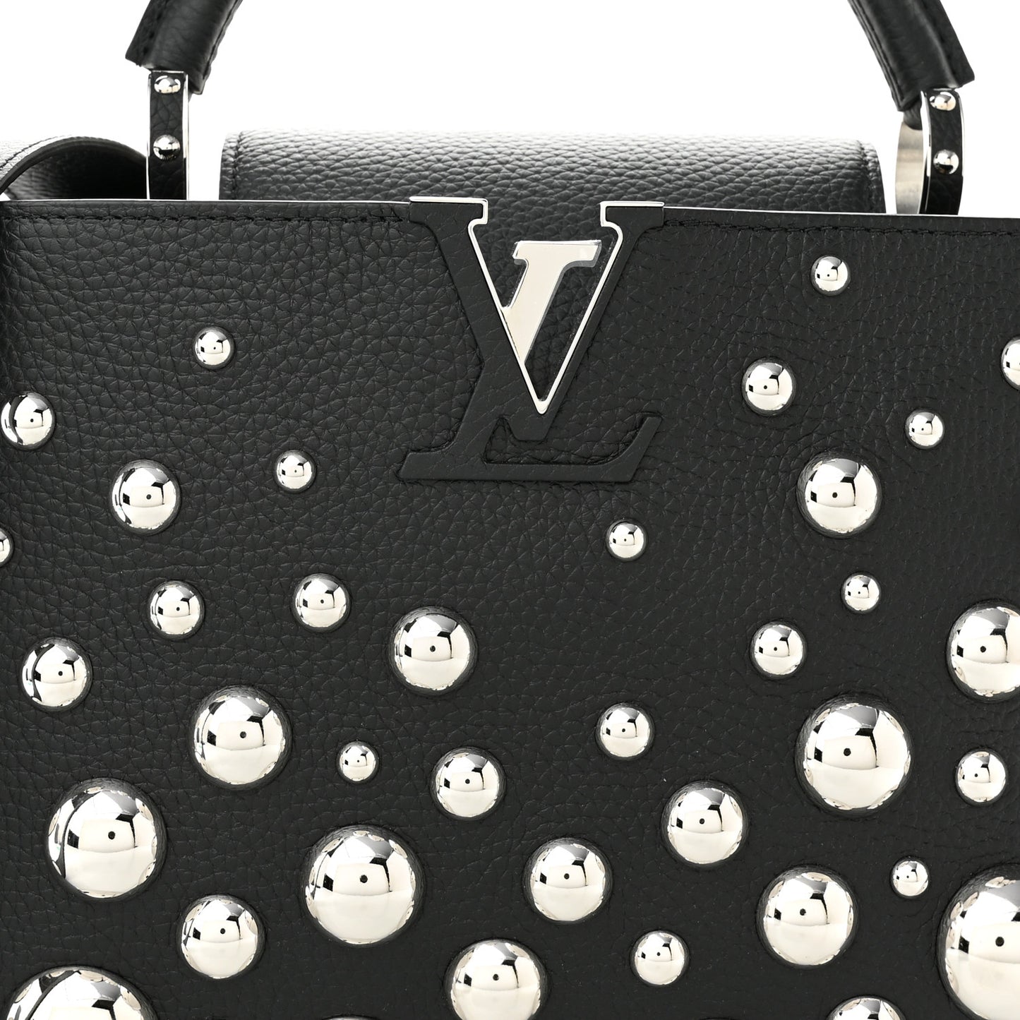 LV X YK Taurillon Brass Metal Dots Capucine MM Black