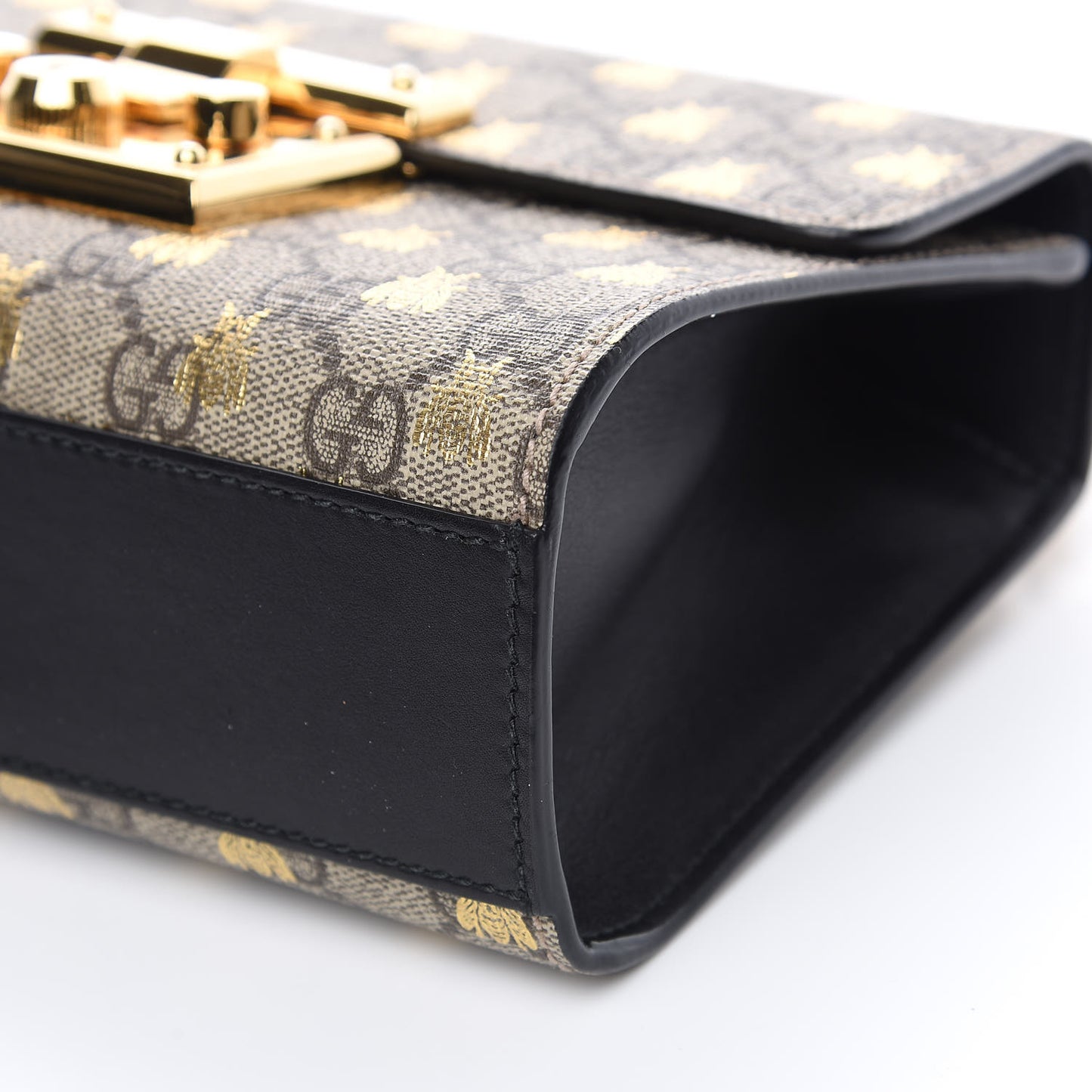 GG Supreme Monogram Bees Small Padlock Shoulder Bag Black