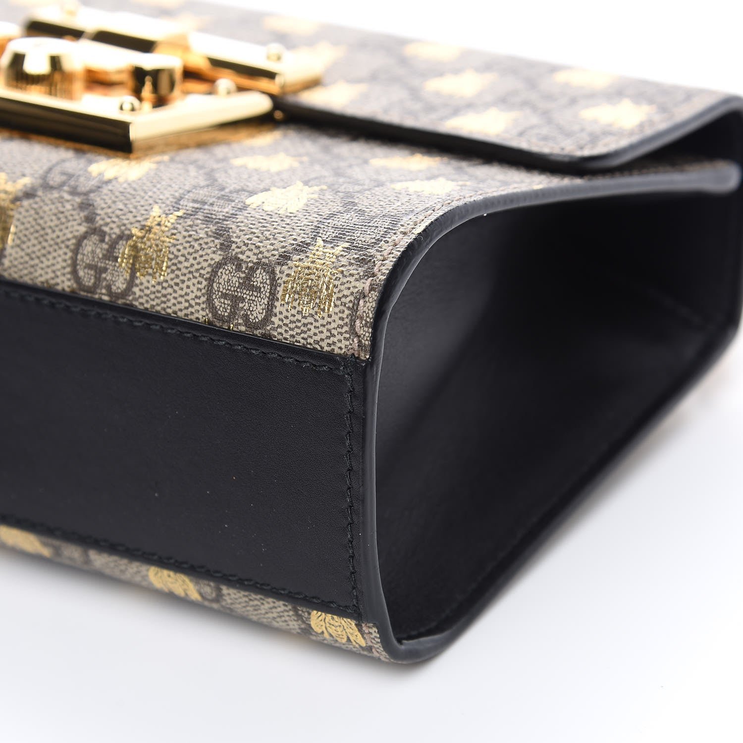 Gucci GG Supreme Monogram Bees Small Padlock Shoulder Bag Black 8 of 10