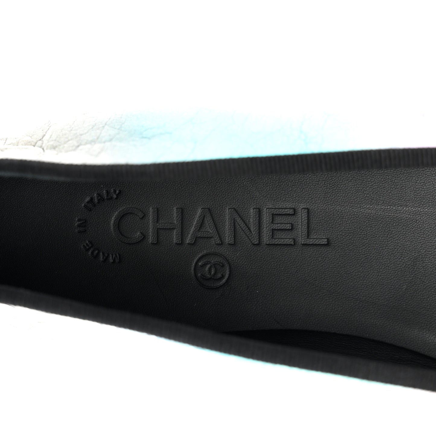 Laminated Calfskin Grosgrain Cap Toe CC Ballerina Flats 38.5 Multicolor Black