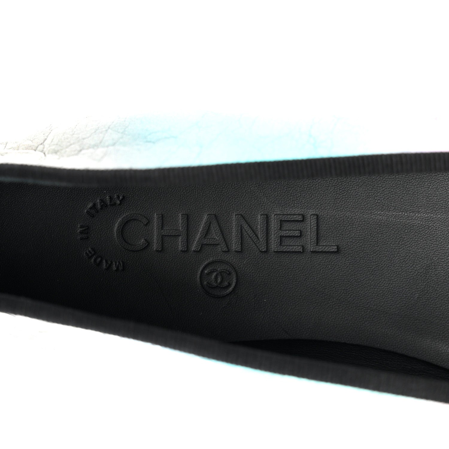 Chanel Laminated Calfskin Grosgrain Cap Toe CC Ballerina Flats 38.5 Multicolor Black 7 of 8