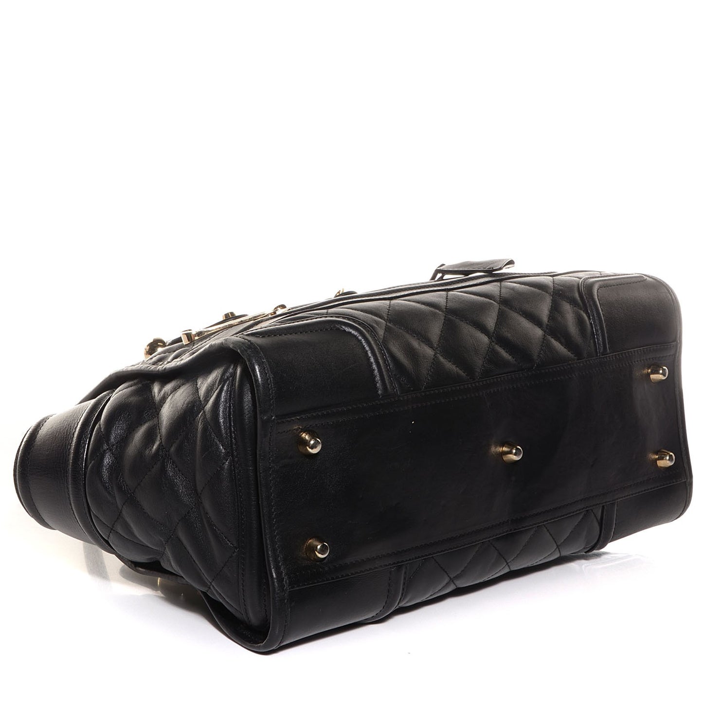 Quilted Calfskin Large Manor Tote Black