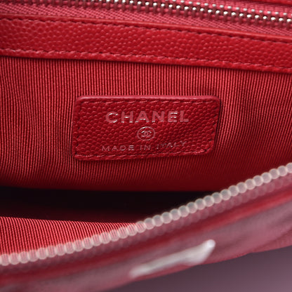 Chanel Caviar Quilted Medium Cosmetic Case Dark Red 5 of 6
