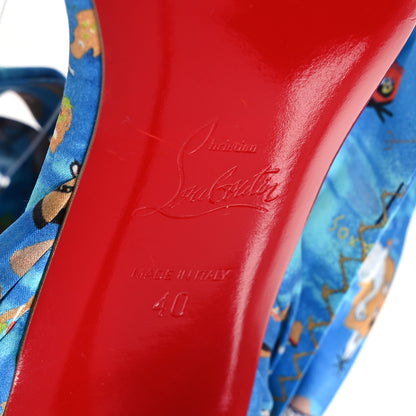 Christian Louboutin Crepe Satin Greekaba Du Desert 100 Sandal 40 Blue Multicolor 7 of 8