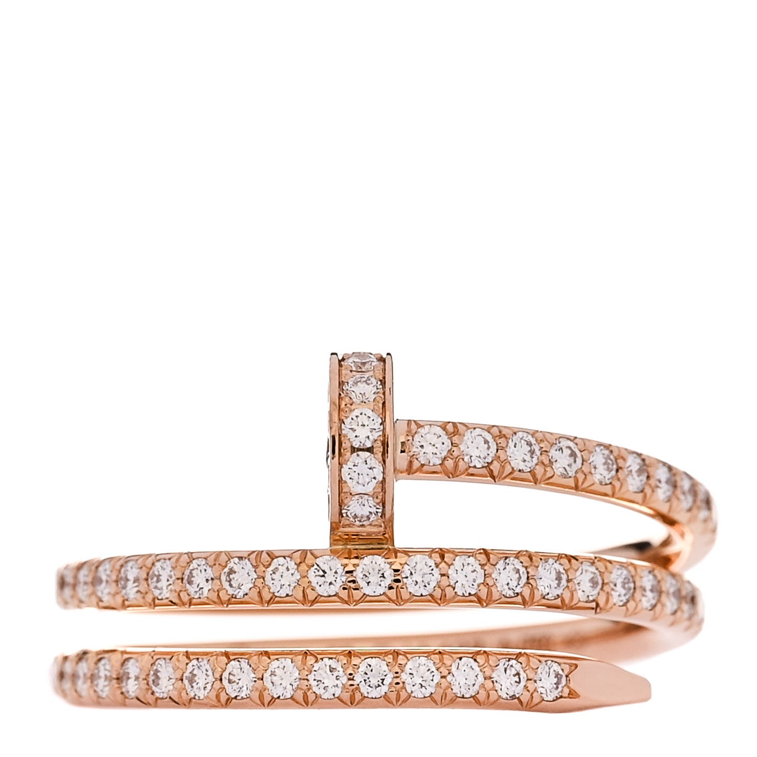 Cartier 18K Pink Gold Diamond Double Juste Un Clou Paved Ring 52 6 1 of 4