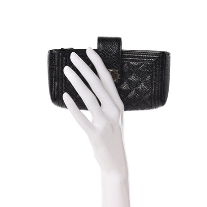 Chanel Caviar Quilted Mini Boy Phone Holder Clutch Black 2 of 9