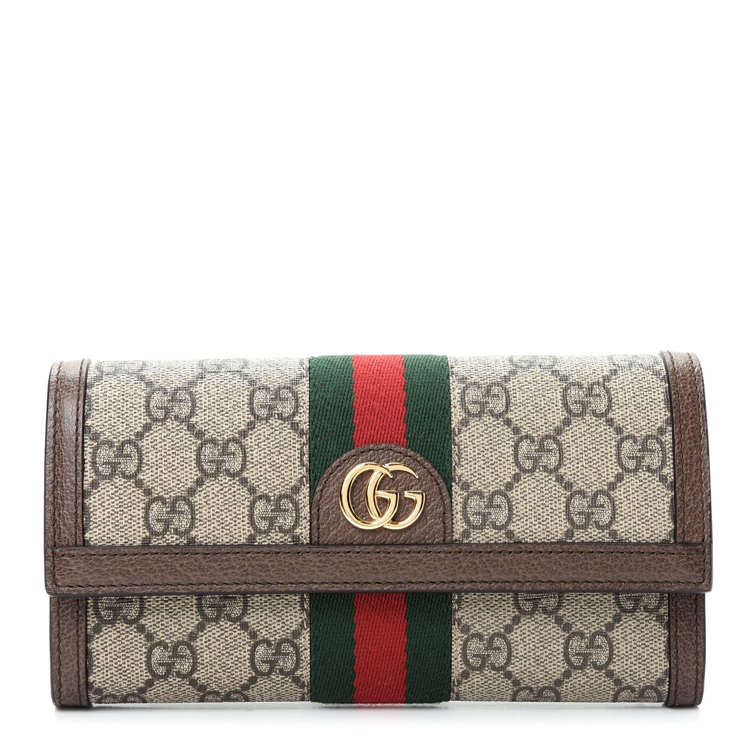 Gucci GG Supreme Monogram Web Ophidia Continental Wallet Brown 1 of 7