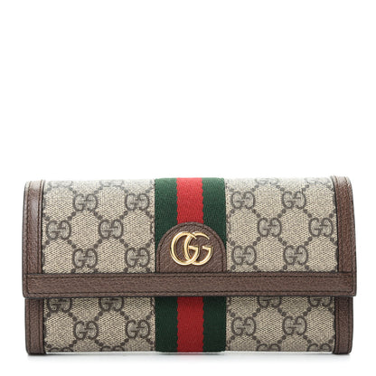 Gucci GG Supreme Monogram Web Ophidia Continental Wallet Brown 1 of 7