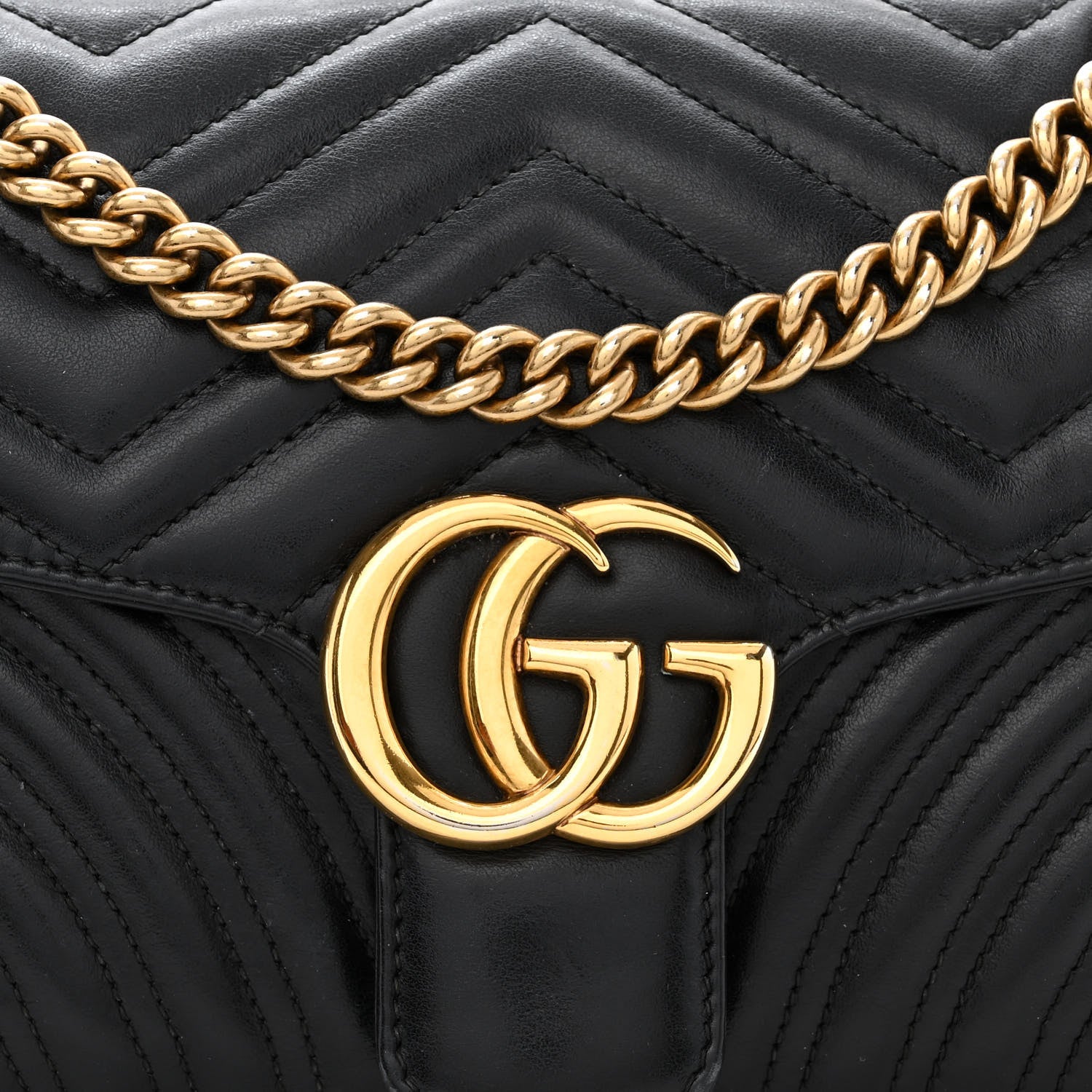 Gucci Calfskin Matelasse Small GG Marmont Shoulder Bag Black 9 of 11
