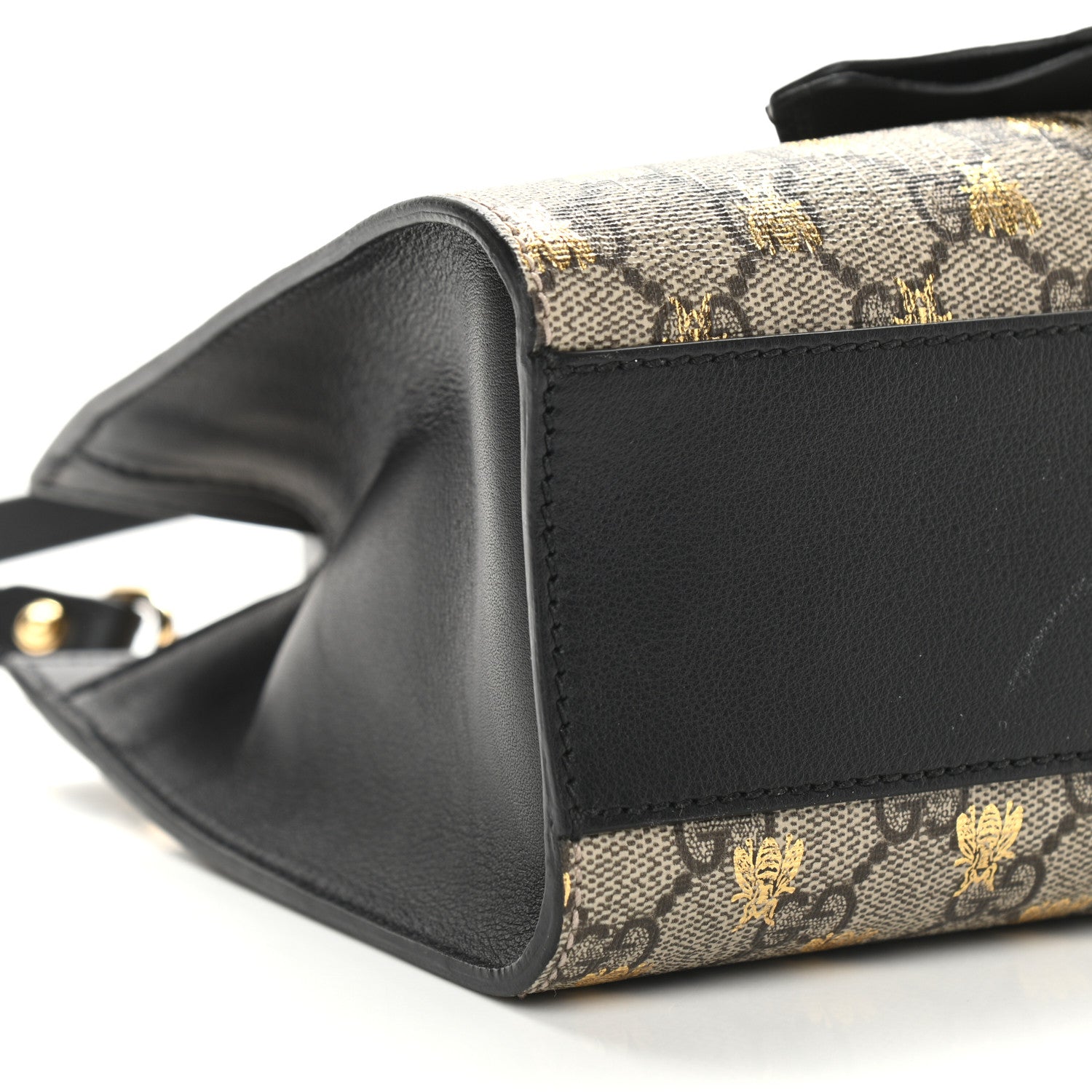 Gucci GG Supreme Monogram Bees Small Padlock Tote Beige Oro Black 10 of 12