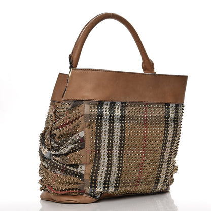 Burberry Prorsum Canvas House Check Studded Hobo Dark Sand 3 of 11