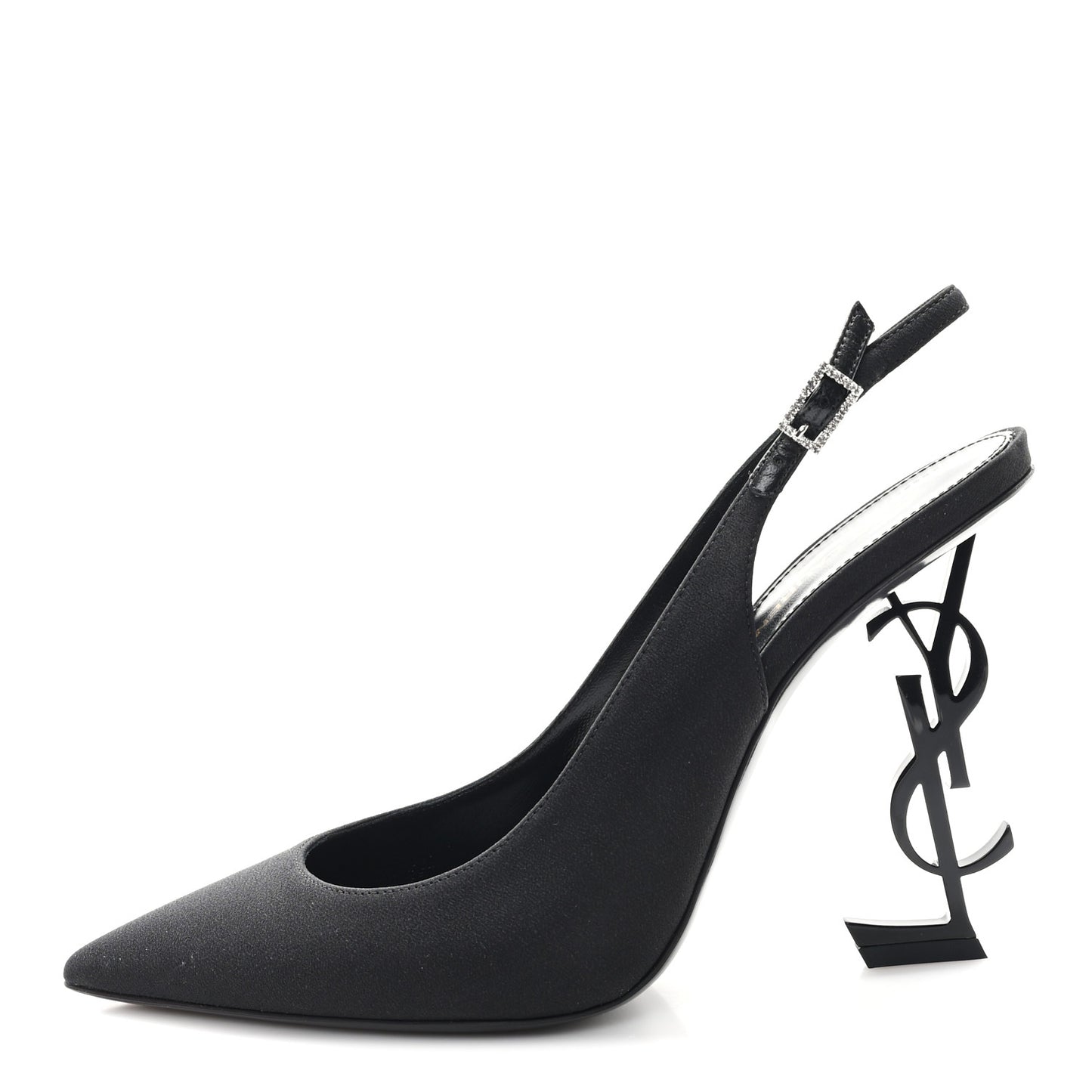 Crepe Satin Crystal Opyum 110 Slingback Pump 39.5 Black