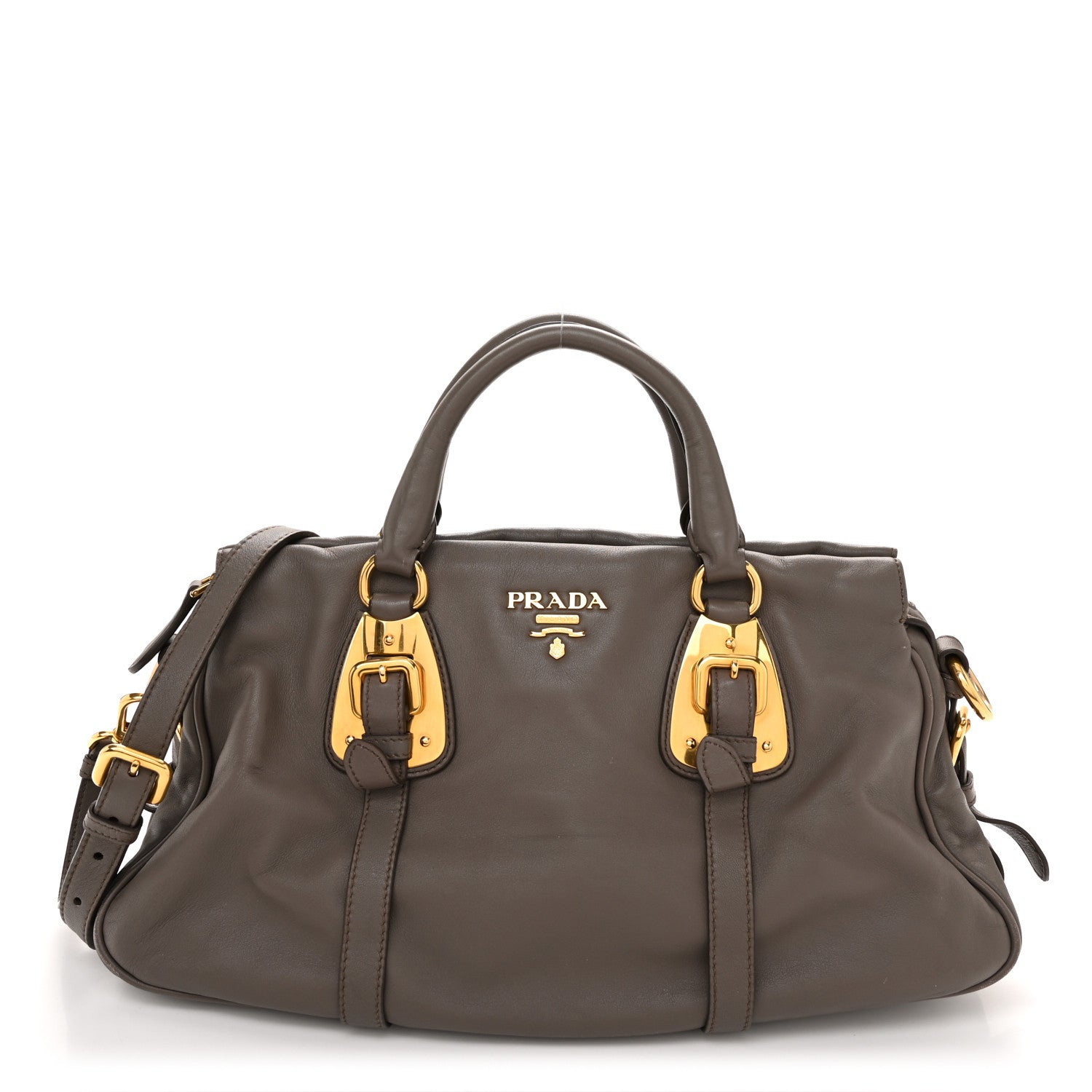 Prada Soft Calf Shopping Satchel Bag Bambu 1 of 14