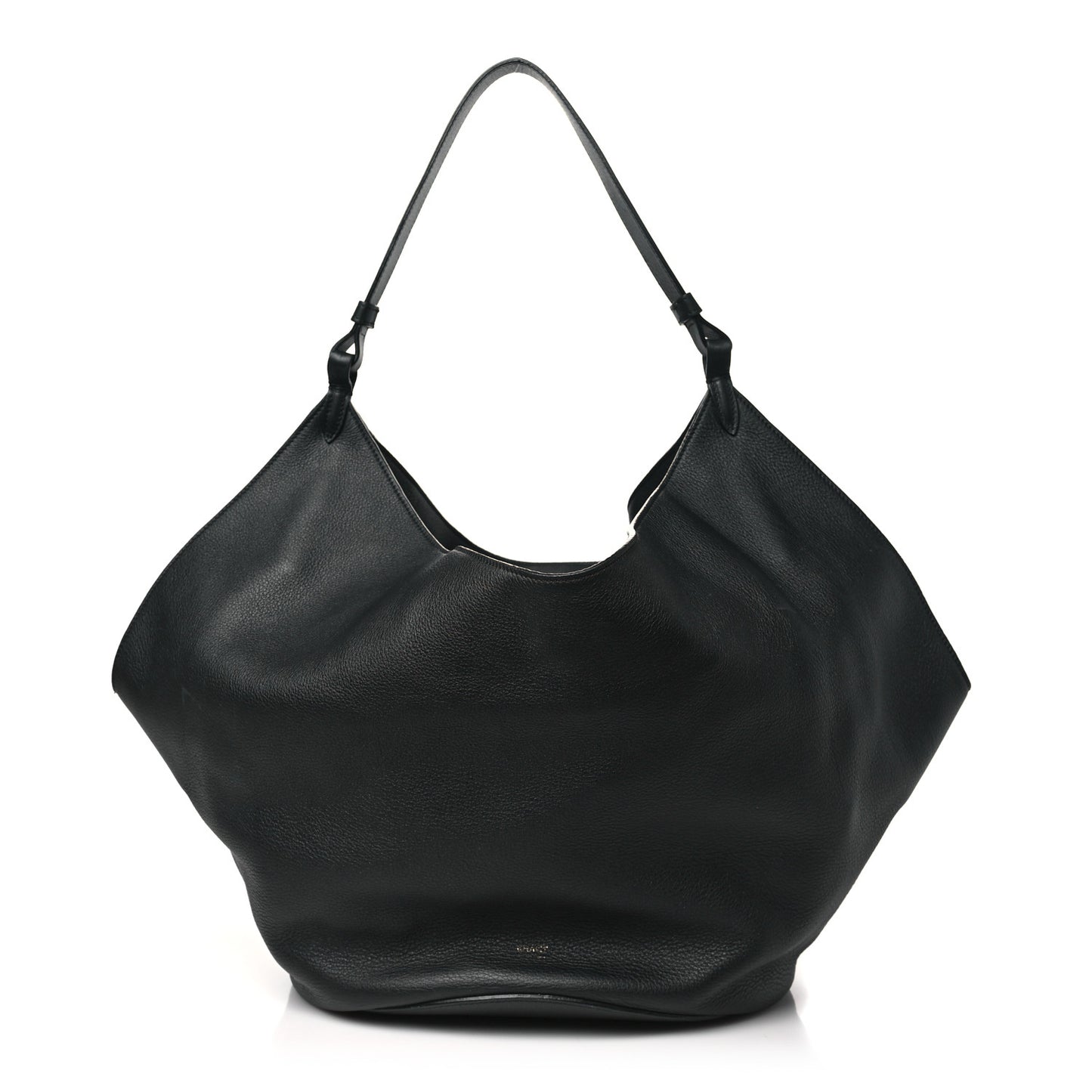 Pebbled Sport Calfskin Medium Lotus Tote Black