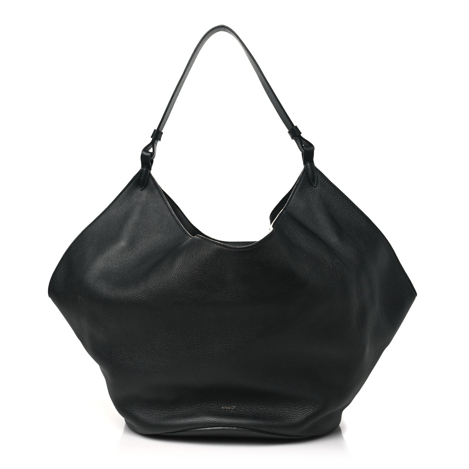 Khaite Pebbled Sport Calfskin Medium Lotus Tote Black 1 of 10