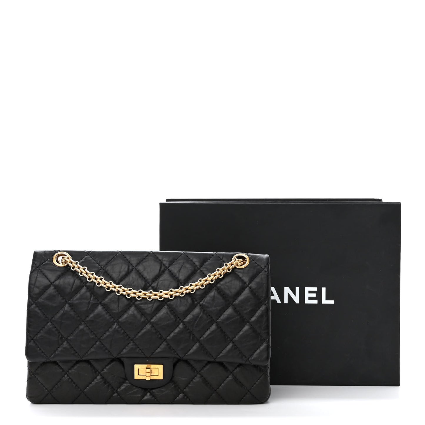 Aged Calfskin Quilted 2.55 Reissue 226 Flap Black