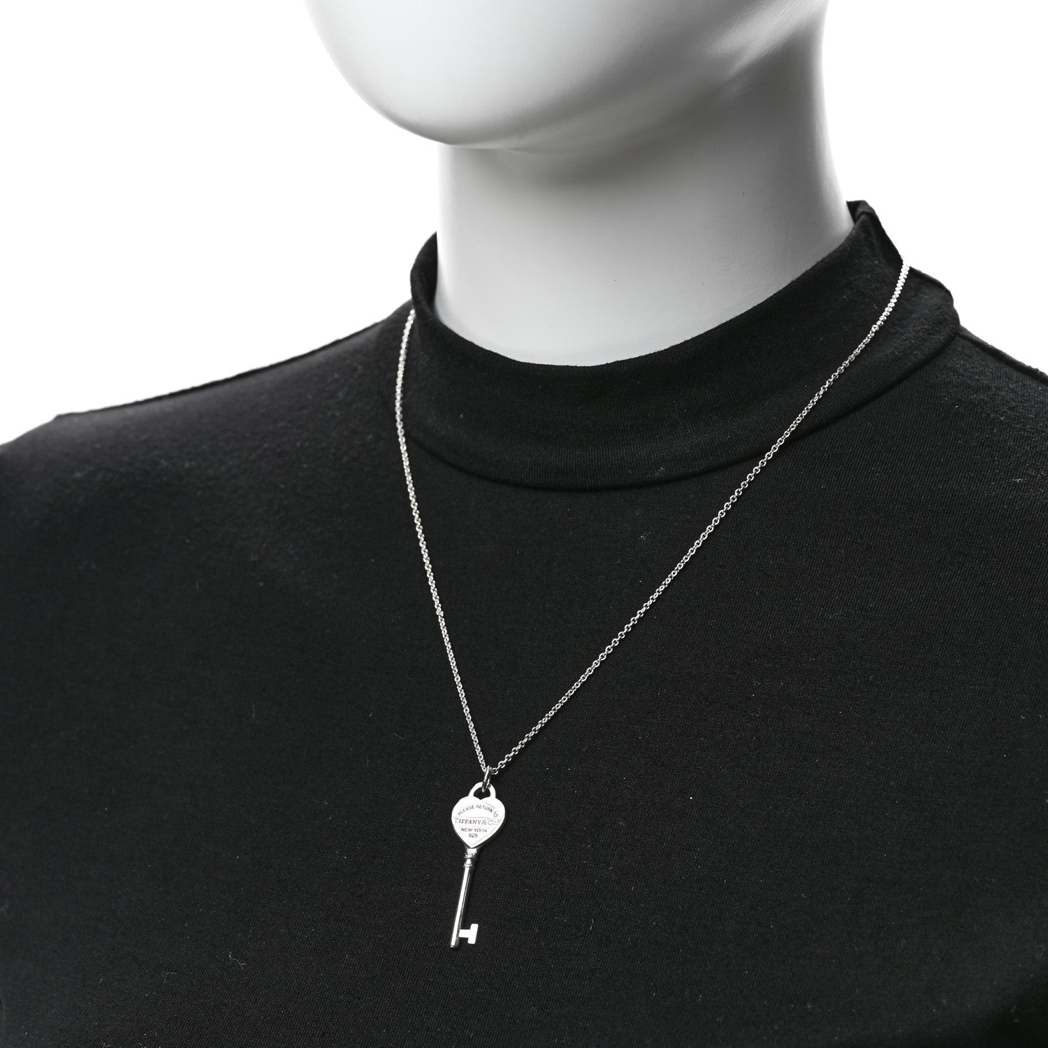 Tiffany Sterling Silver Return to Tiffany Heart Key Pendant Necklace 2 of 7