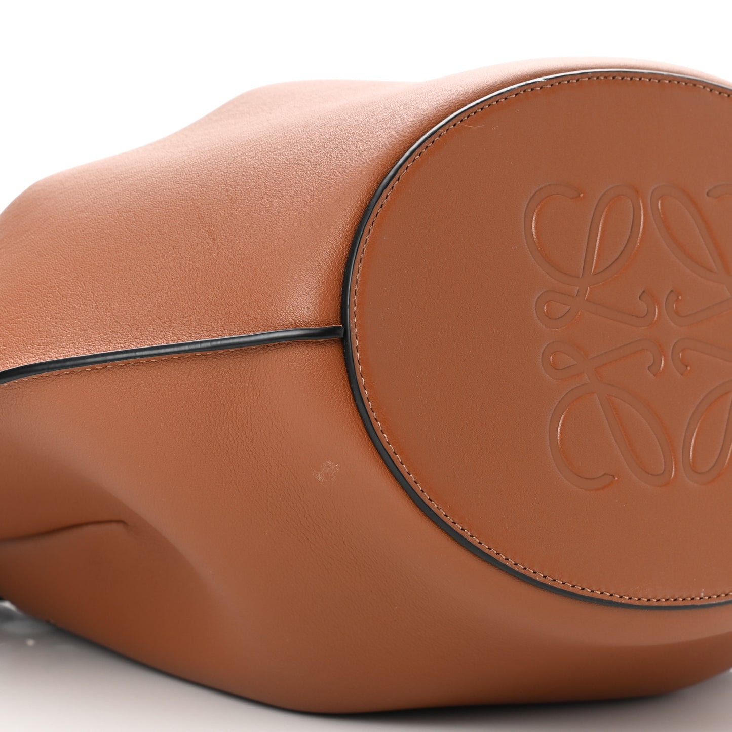 Calfskin Perforated Small Shell Tote Tan