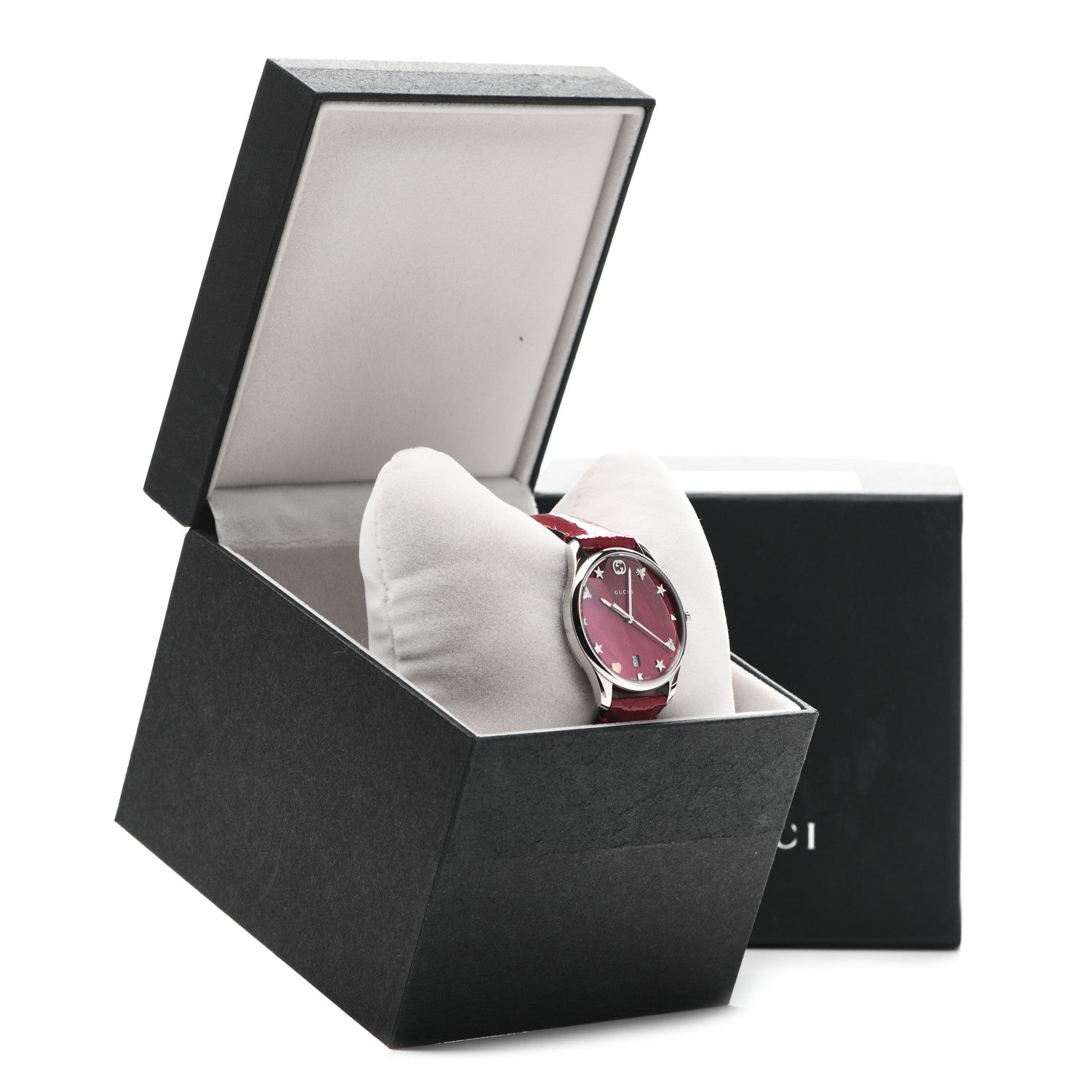 Gucci Stainless Steel Lizard Red Mother of Pearl 36mm G-Timeless Charm Quartz Watch 5 of 5
