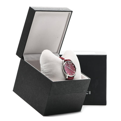 Gucci Stainless Steel Lizard Red Mother of Pearl 36mm G-Timeless Charm Quartz Watch 5 of 5