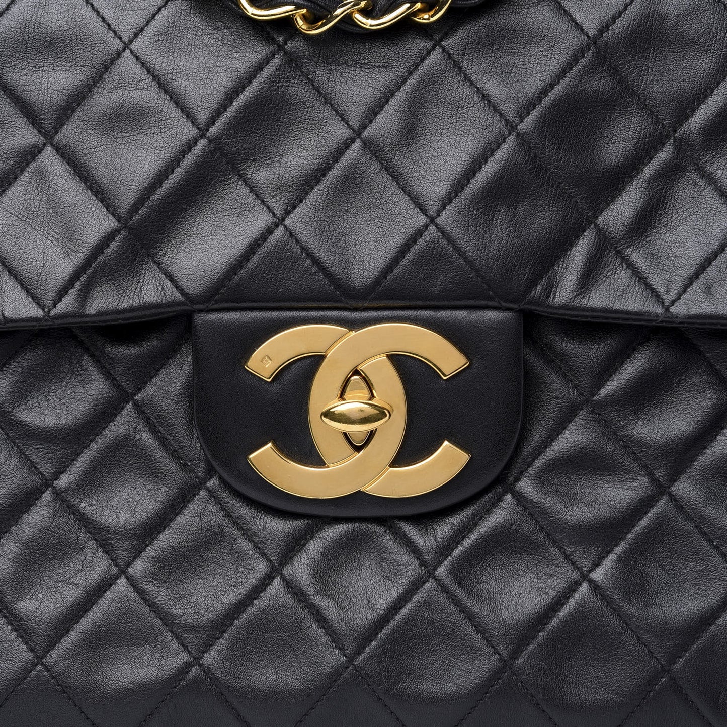 Lambskin Quilted XL Jumbo Single Flap Black