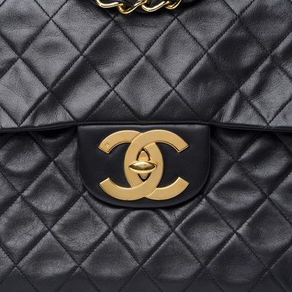 Chanel Lambskin Quilted XL Jumbo Single Flap Black 9 of 9