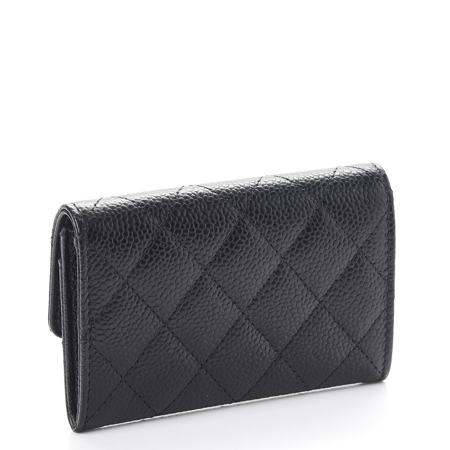 Caviar Quilted Flap Card Holder Black