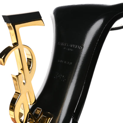 Saint Laurent Patent Calfskin Opyum 110 Sandals 39.5 Black Gold 7 of 9