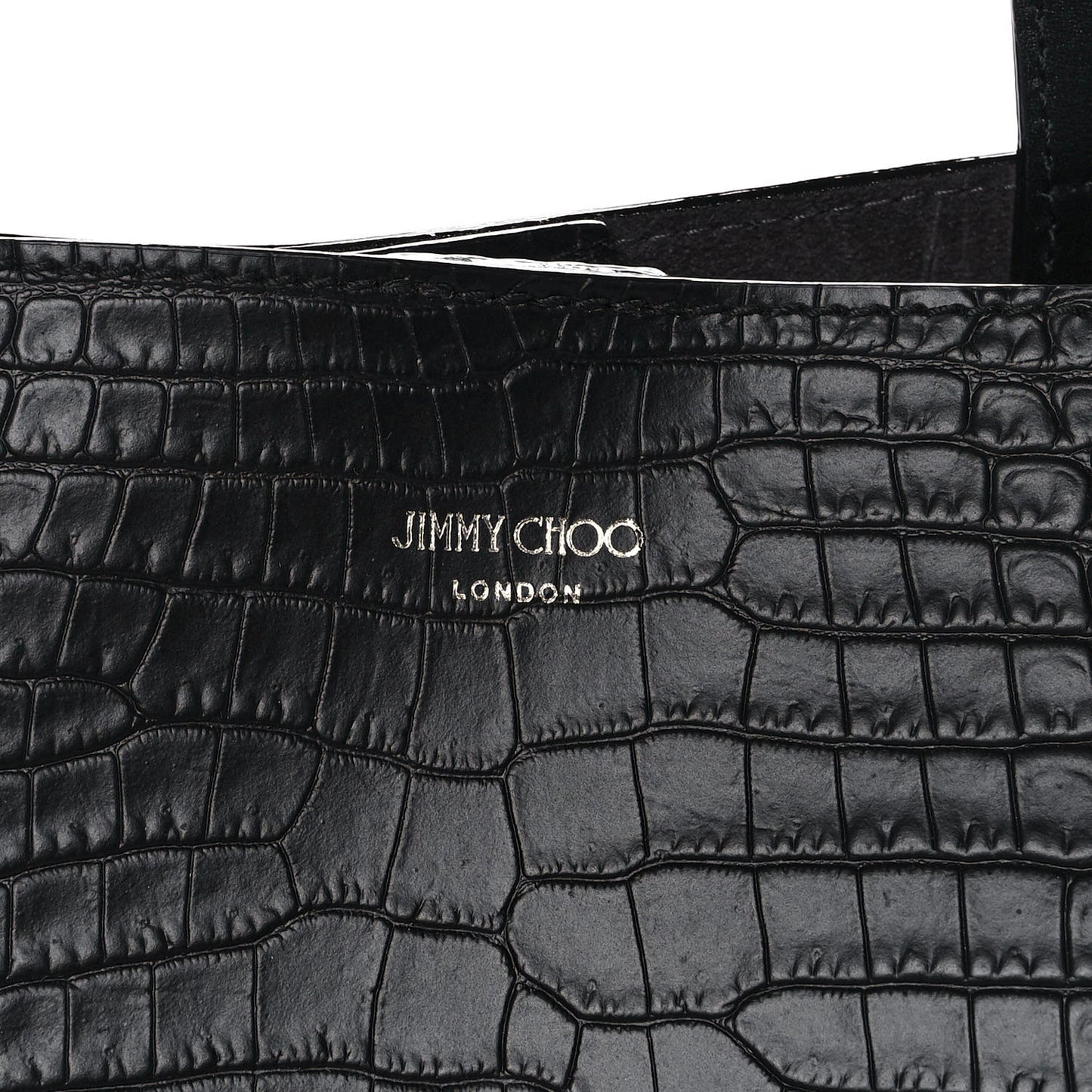 Calfskin Crocodile Embossed Nine2Five East West Tote Black
