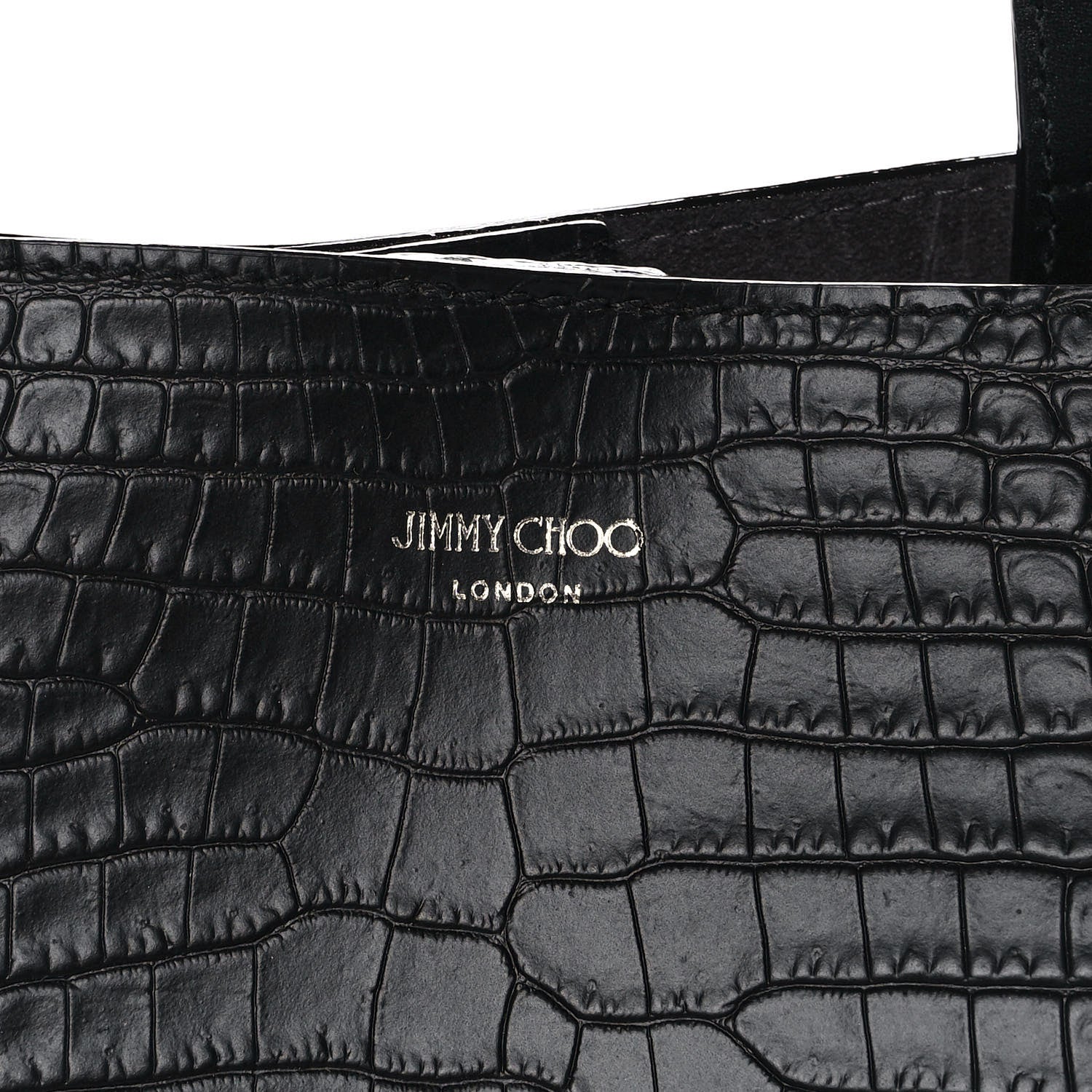 Jimmy Choo Calfskin Crocodile Embossed Nine2Five East West Tote Black 11 of 12