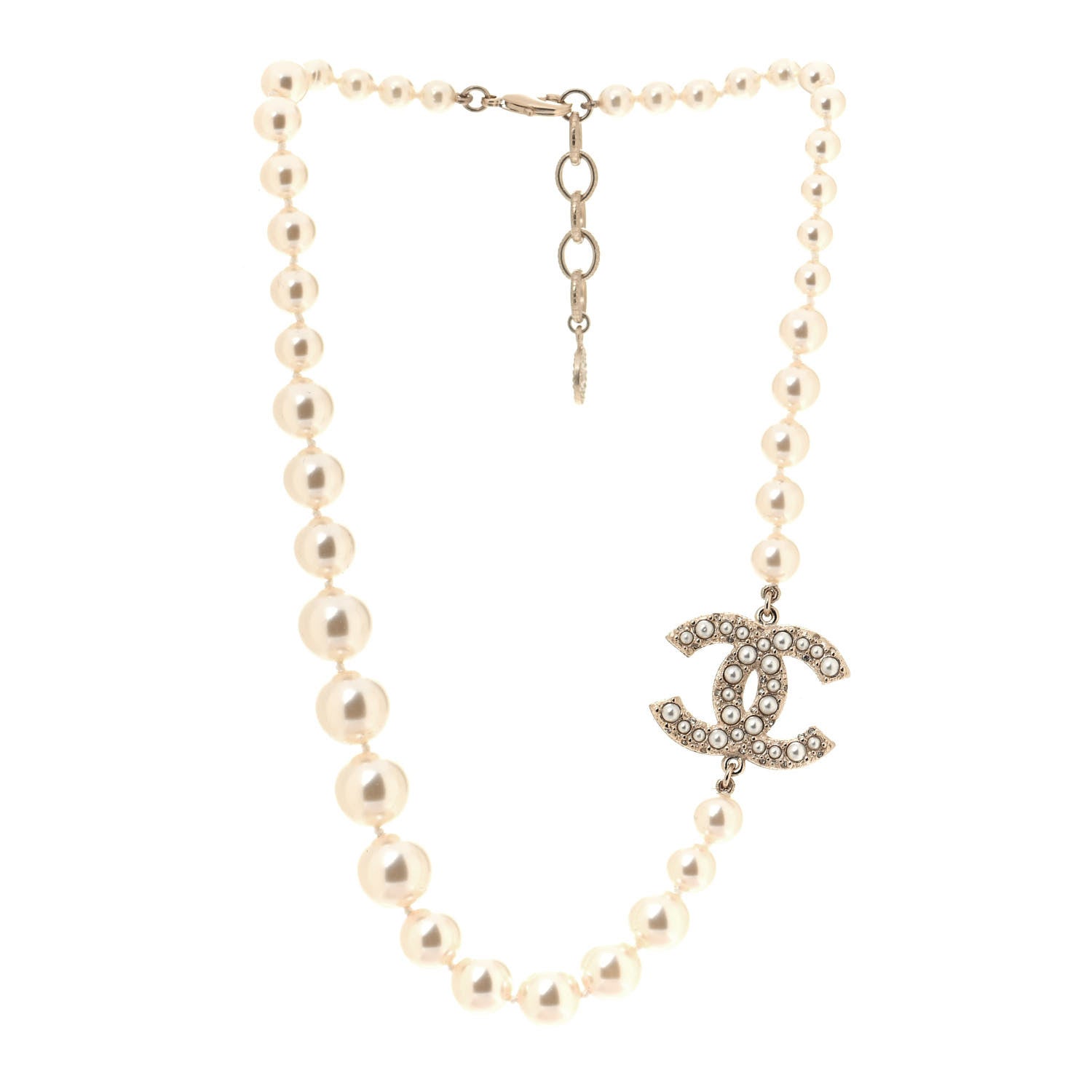 Chanel Pearl CC 100th Anniversary Necklace Light Gold 2 of 4