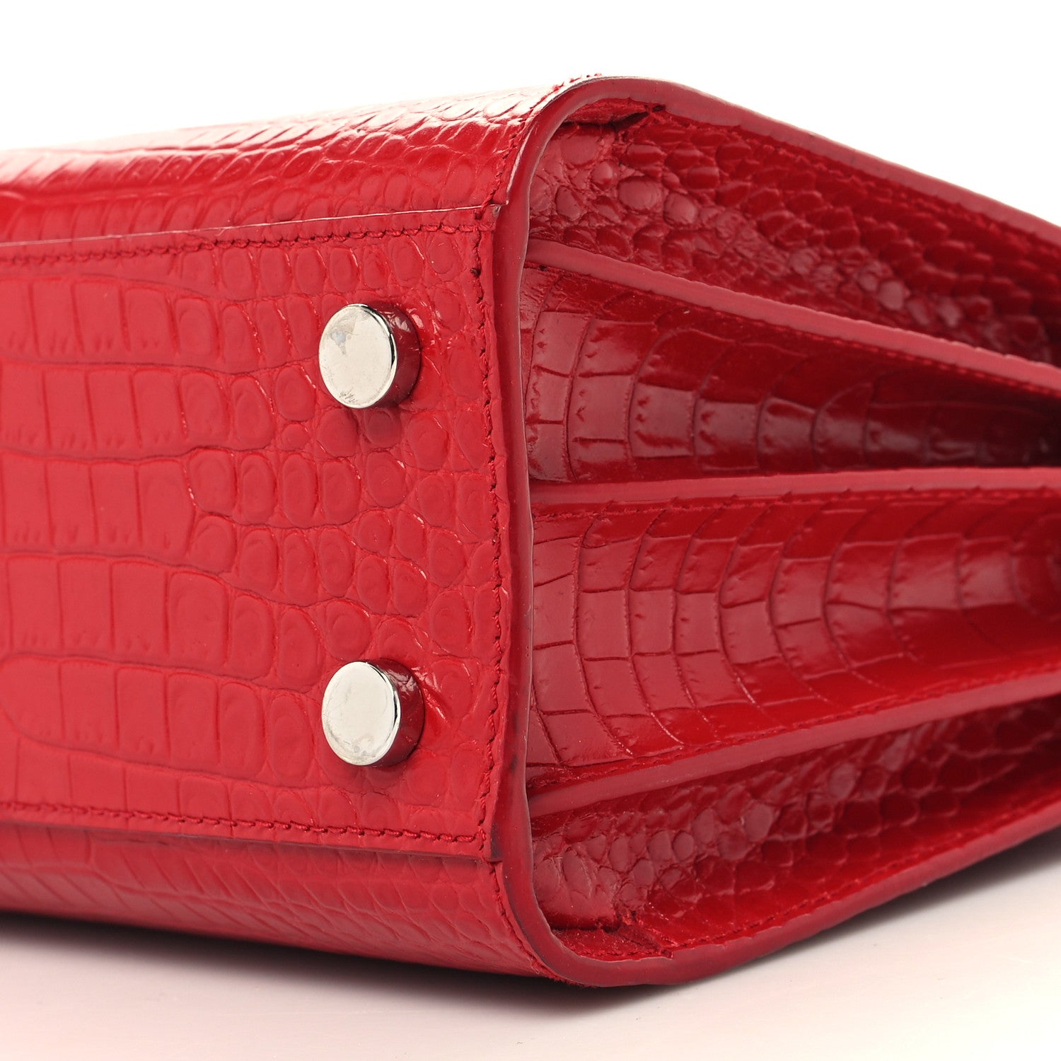 Saint Laurent Calfskin Crocodile Embossed Nano Sac De Jour Red 10 of 10
