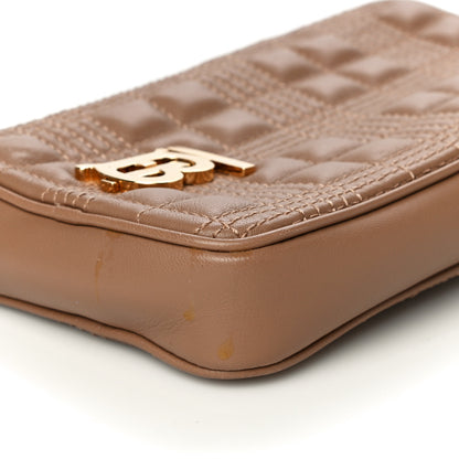 Burberry Lambskin Quilted Mini Lola Vertical Crossbody Bag Camel 9 of 9