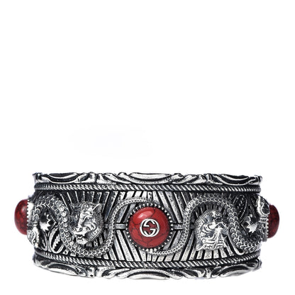 Gucci Sterling Silver Jasper Garden Cuff Bracelet Red 1 of 5