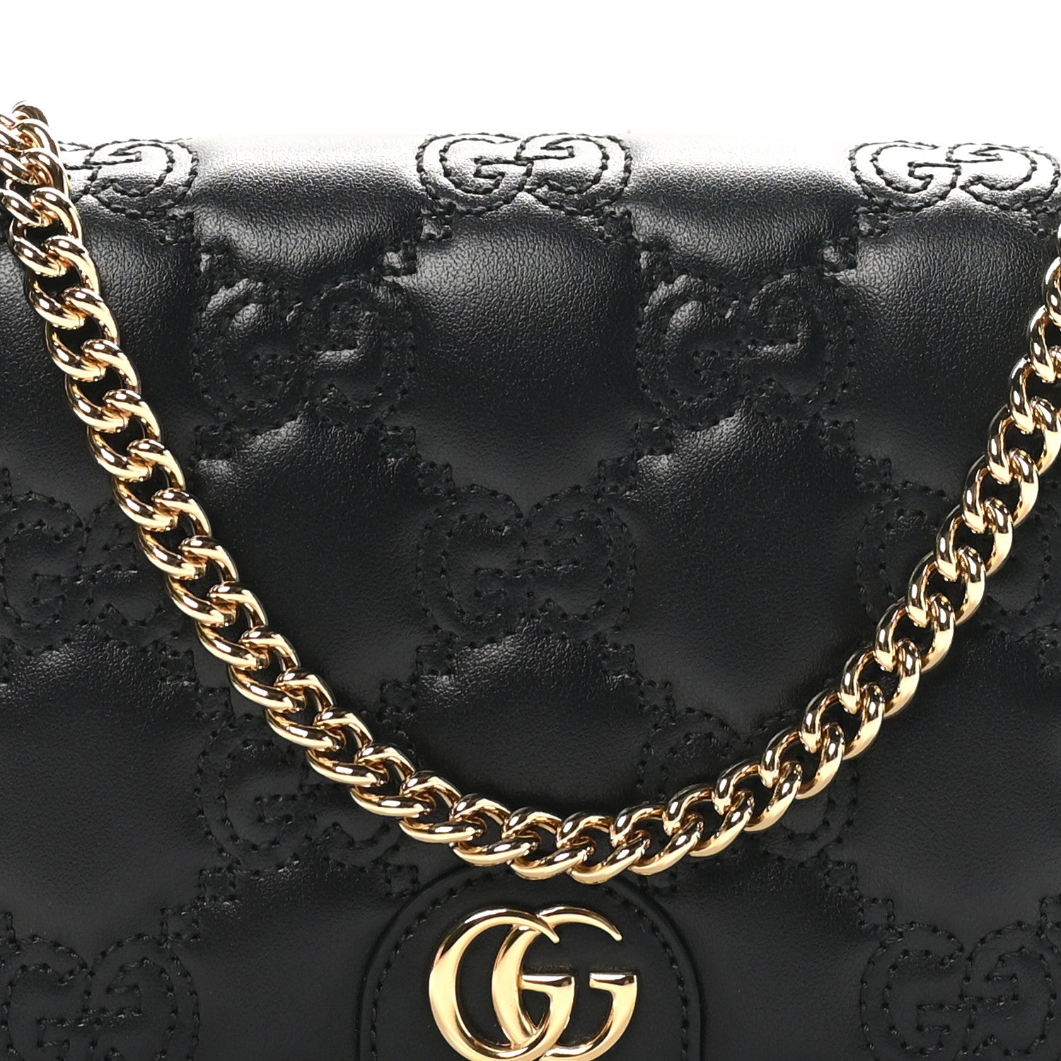 Gucci Calfskin GG Matelasse Chain Wallet Black 7 of 10