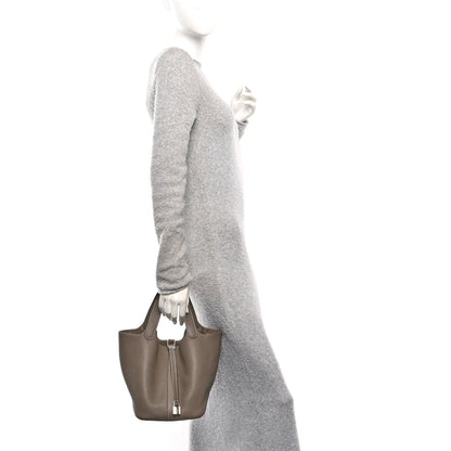 Hermes Taurillon Clemence Picotin Lock 22 MM Etoupe 2 of 11