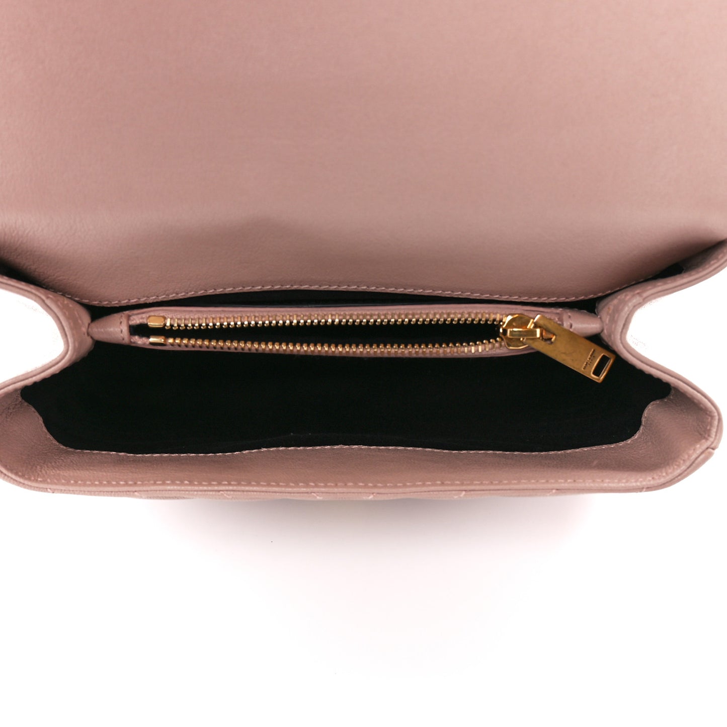 Sheepskin Matelasse Chevron Monogram Medium College Bag Rose Poudre
