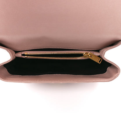 Saint Laurent Sheepskin Matelasse Chevron Monogram Medium College Bag Rose Poudre 5 of 13